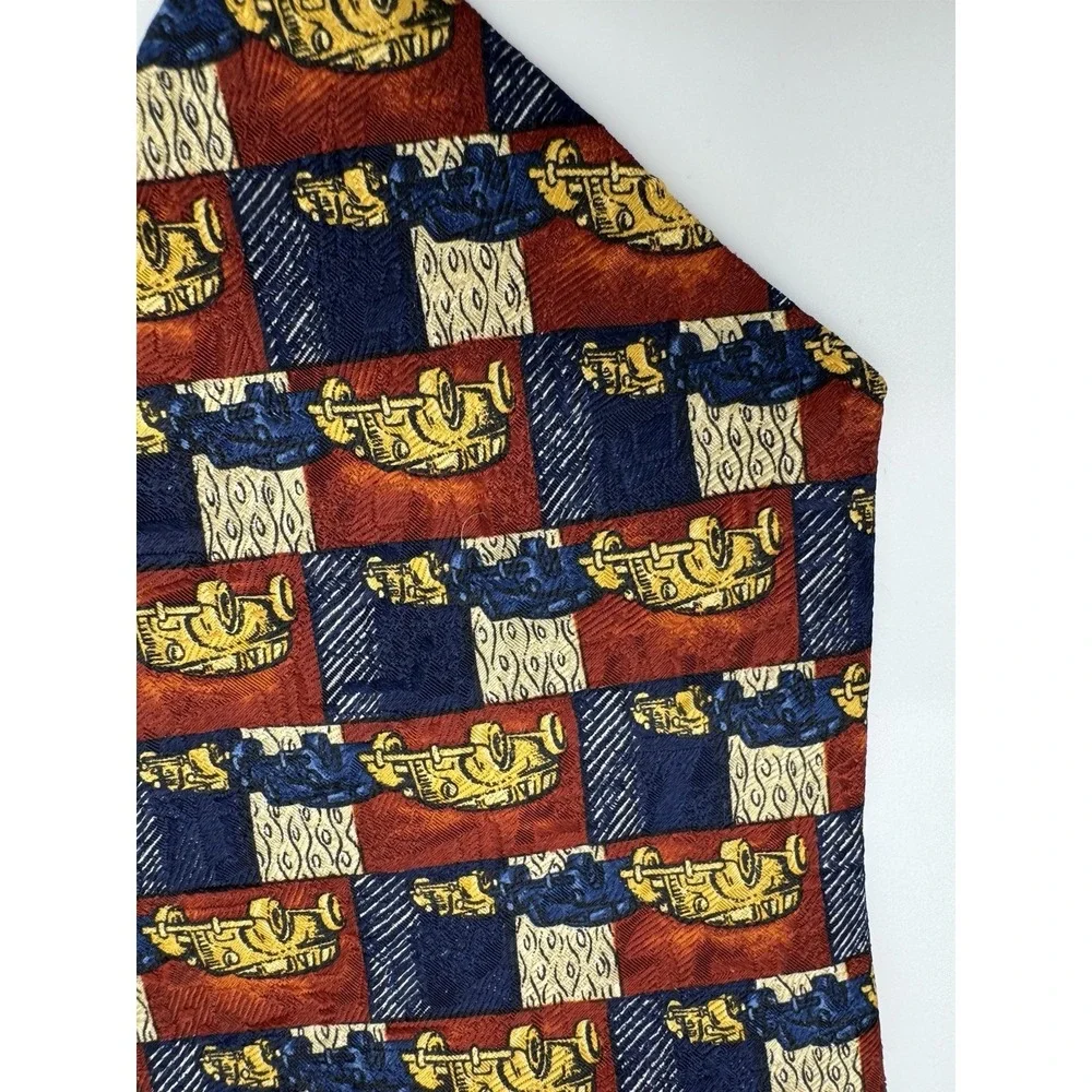 Fumagalli's Studio Silk Tie Geometric‎ Pattern Red Blue Gold Made in Italy